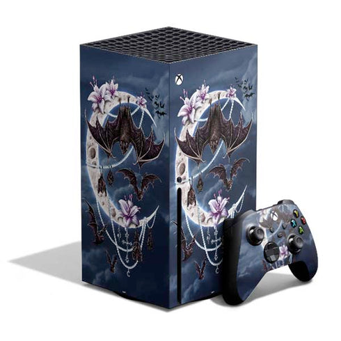 Gothic Moon with Bats and Flowers by Sarah Richter Xbox Series X Skins